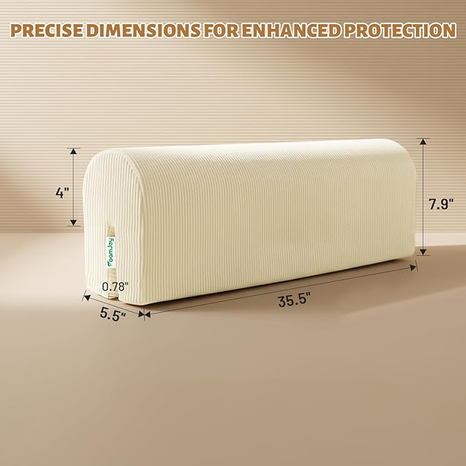 Bed Rail Bed Bumpers for Toddlers - Safety Guards for Cribs & Bunk Beds, High-Density Foam 35.5"x5.5"x7.8" (Beige)