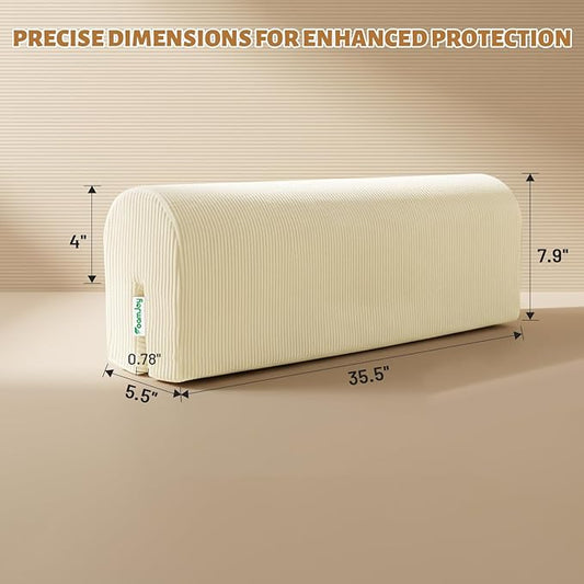Bed Rail Bed Bumpers for Toddlers - Safety Guards for Cribs & Bunk Beds, High-Density Foam 35.5"x5.5"x7.8" (Beige)