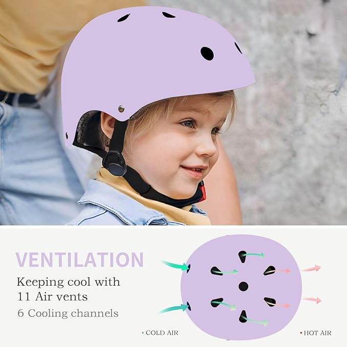 Adjustable Gradient Color Kids/Toddler Bike Helmet for 1-2-3-5-8-14 Years Boys Girls,Skateboard Helmet with Knee and Elbow Pads Wrist Guard Roller Skates,Cycling,Skating Scooter Longboard