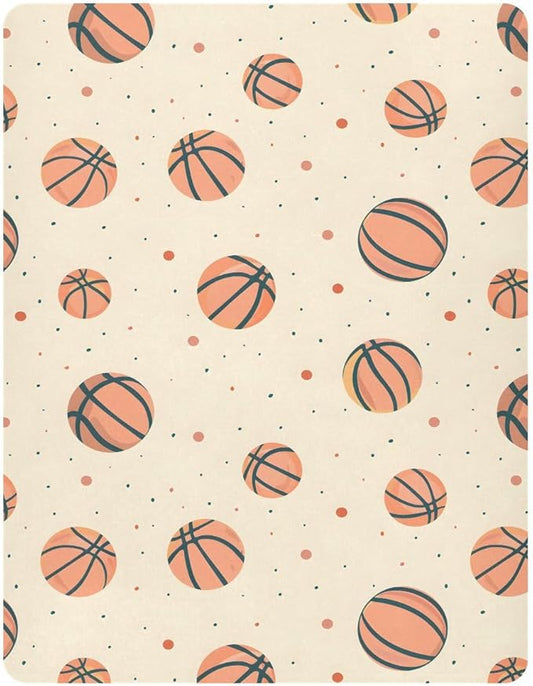 Baby Crib Sheets Fitted Crib Sheet Standard Crib and Toddler Mattress for Boys Girls 39 * 27in Pink Starfish Shell Pattern (Basketballs Dots Pattern, Small)