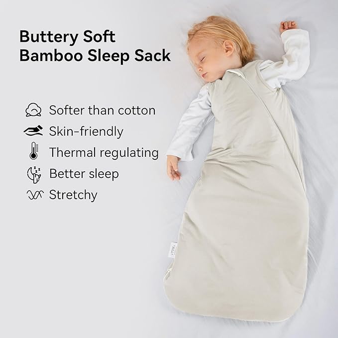 Rayon Made from Bamboo Sleep Sack 6-12 Months 1.0 Tog Ultra Soft Baby Wearable Blanket Toddler Sleep Sack for Babies Unisex Girl Boy 2-Way Zipper Baby Sleeping Bag Breathable Medium