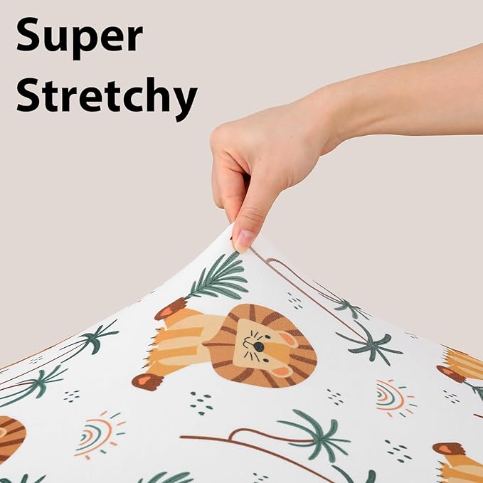 Baby Crib Sheets for Boys and Girls, 3 Pack Fitted Toddler Bed Sheets Neutral for 52”x28” Standard Crib and Toddler Mattresses, Super Soft Microfiber Brown Lion
