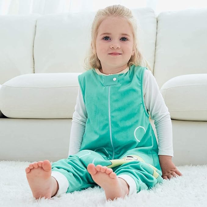 MICHLEY Toddler Sleeping Sack with Feet Newborn Infant Sleeveless Sleeping Bag 2-way Zipper Baby Wearable Blanket for Walkers,Green Octopus,1-3T