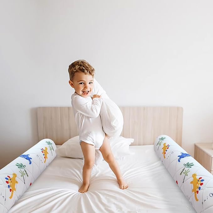 2-Pack Premium Foam Bed Bumpers for Toddler, Non-Slip Bed Rails for Toddlers for Twin, Queen, King Beds, Machine Washable Bumpers Cover for Easy Care（Size: 52" x 7" x 5"）