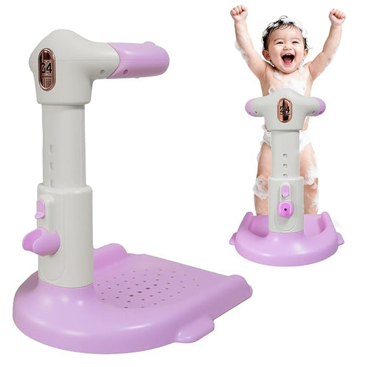 Baby Bath with Shower Stand Support ,Baby standing support Adjustable Toddler Shower Tower with Anti-Pinch & Anti-Slip Design,Infant Safety,Ideal Gift for baby standing bath 6-36 Months(Purple)