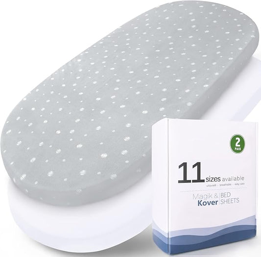 Baby Bassinet Sheets 15" x 30", Fit for Fisher Price Soothing Motions, Rock with Me, Soothing View, Luminate, Dream On Me Lacy, Regalo Baby Basics(Small) Bassinet, Ultra Soft,White & Grey Ball