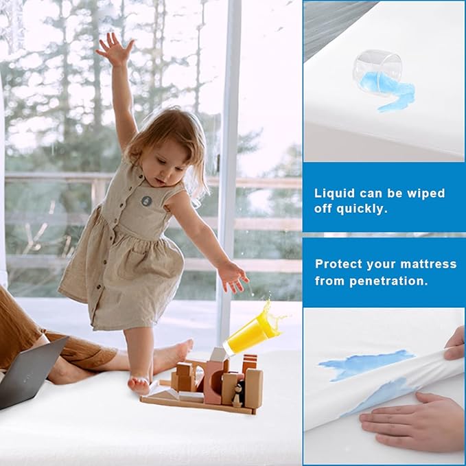 2 Pack Mattress Protector King Size 100% Waterproof Fitted Mattress Cover, Breathable Noiseless & Machine Washable Bed Cover Deep Pocket from 5" to 21", Bed Protector for Pets Kids Adults -Vinyl Free