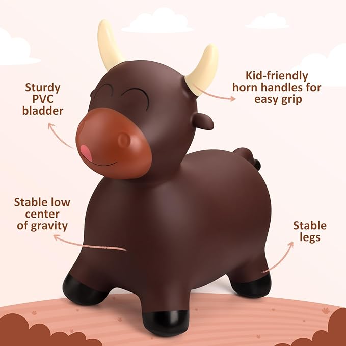 Upper Rider Bouncy Horse Hopper, Inflatable Farm Cow Bouncy Bull, Bounce and Ride on Animal Bouncer for Toddlers, Indoor Outdoor Birthday Gifts for Boys Girls 18 Months 2 3 4 5 6 Years Old