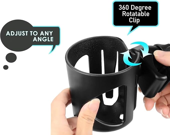 New Stroller Cup Holder for Stanley Quencher H2.0 (30 & 40 Oz. Models), Also Compatible with Stanley IceFlow (20 & 30 Oz. Models) - Black
