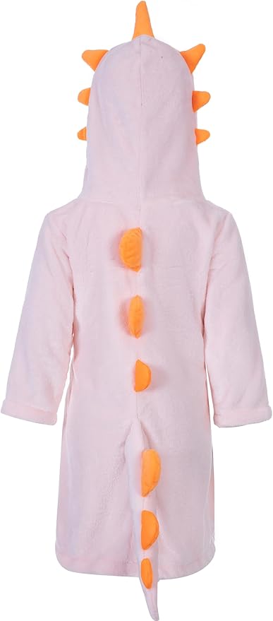 Dinosaur Boys Girls Fleece Hooded Robe Kids Toddler Warm Fuzzy Cartoon Dino Bathrobe