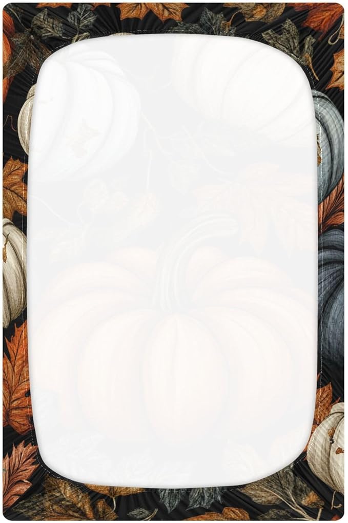 Fall Thanksgiving Pumpkin Crib Sheets Standard Crib Toddler Mattresses Cover Fitted Baby Bed Sheet Breathable Crib Mattress Sheet for Girls Boys 39''x27''x9''