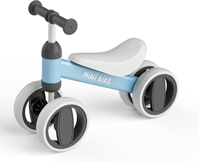 SIMATE Balance Bike Toys for 1 Year Old Boys Girls, 12-24 Month Toddler Ride on Toys, 4 Silent Wheels & Soft Seat, First Birthday Gifts for Baby Girls Boys