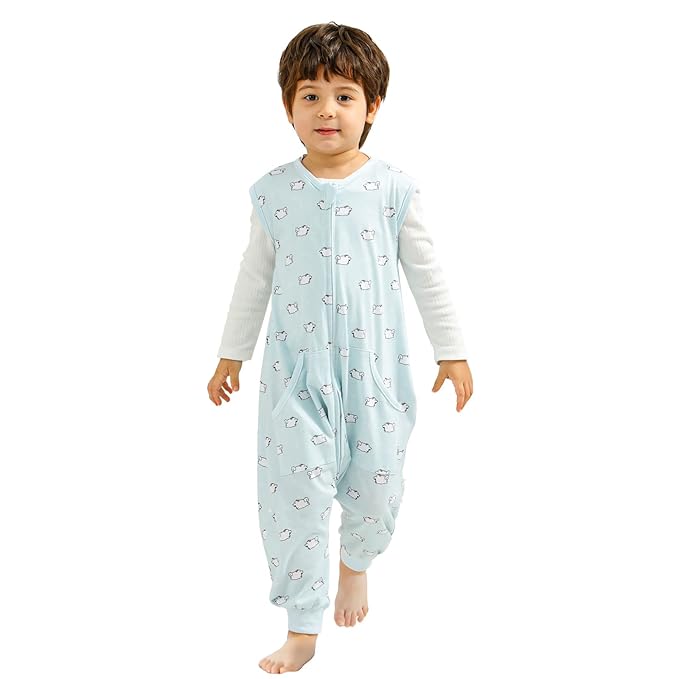 WONDAY Toddler Sleep Sack with Feet, 0.5 Tog Sleeping Sacks for Walking with Legs 3-5T 4T 5T