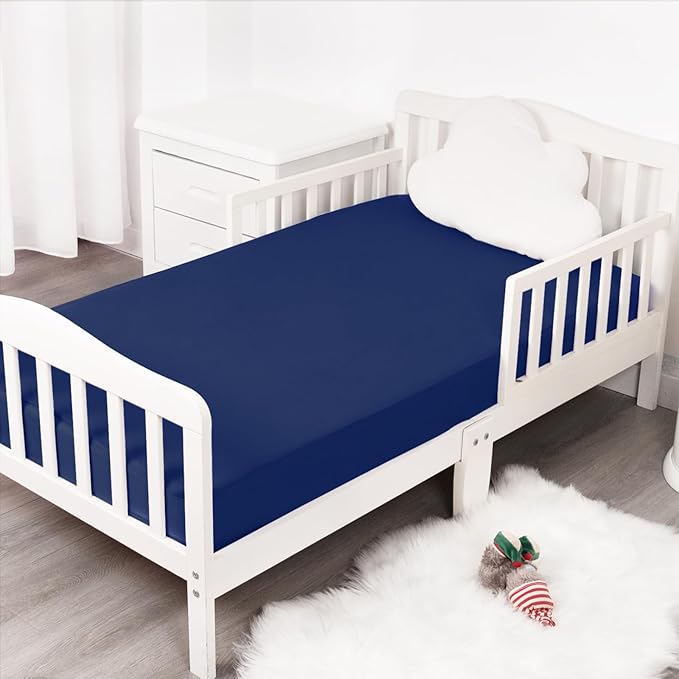 Stretchy Crib Sheets for Boys or Girls, 2 Pack Baby Sheets Fitted for Standard Crib and Toddler Mattress 52" x 28", Soft and Breathable Fitted Crib Sheets Neutral, Navy Blue