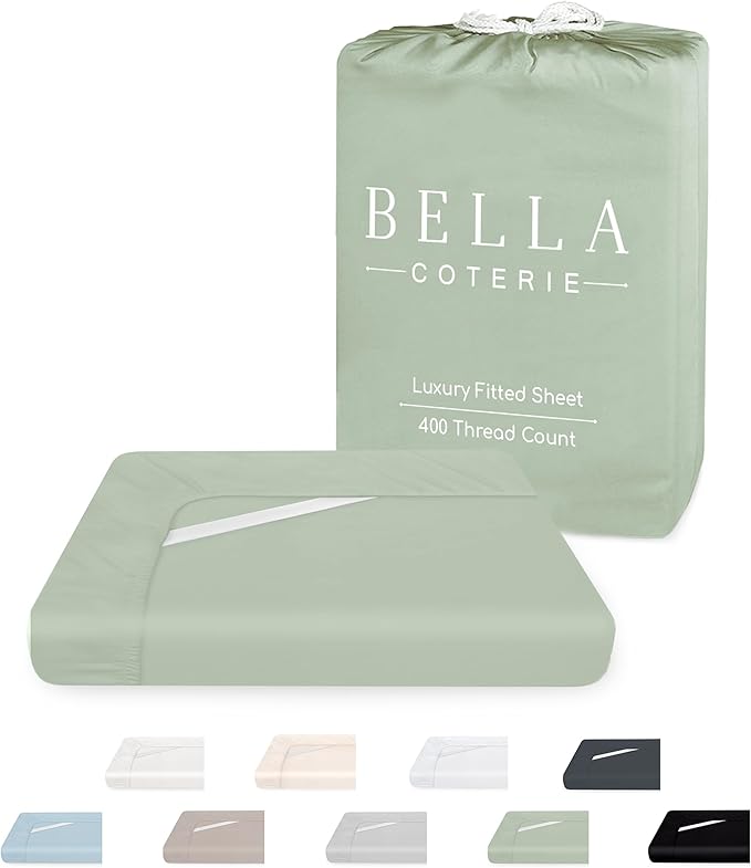Bella Coterie Luxury Bamboo Viscose Queen Size Fitted Sheet | 100% Organically Grown | Ultra Soft | Cooling for Hot Sleepers | 18" Deep Pocket [Sea Glass]
