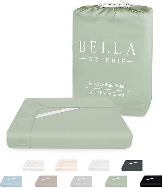 Bella Coterie Luxury Bamboo Viscose King Size Fitted Sheet | 100% Organically Grown | Ultra Soft | Cooling for Hot Sleepers | 18" Deep Pocket [Sea Glass]