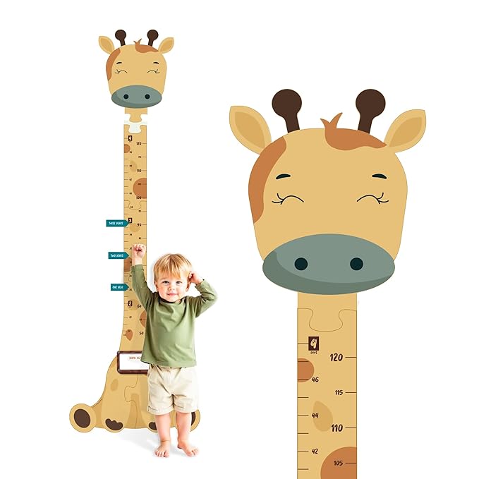 Matilda The Giraffe - Wooden Growth Chart for Kids | Wall Height Chart for Children | Cute Wall Ruler for Kids | Track Height Measurement Up to 4ft | Easy to Install, No Tools Needed