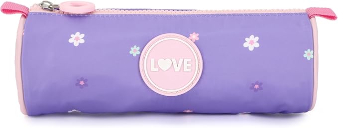 kingdisen Rolling Backpack for Girls Backpack with Wheels Kids Cute Carry on Backpack with Lunch Box Pencil Case for Elementary Student Teen Girls Luggage (TWO FLOWERS PURPLE)