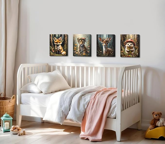 Framed Baby Safari Nursery Wall Decor,Baby Forest Animals Print,Farm Animals Themed Poster,Animal Wall Art Prints Set of 6 Poster,Jungle Farmhouse Room Decor(8"x10")