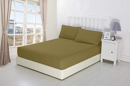 600 Thread Count Cotton Fitted Sheet for Full Size|100% Egyptian Cotton Fitted Sheet|1 Piece Fitted Sheet Comfy, Ultra Soft, Breathable|16 Inch Deep Pocket Fitted Sheet in Taupe Solid