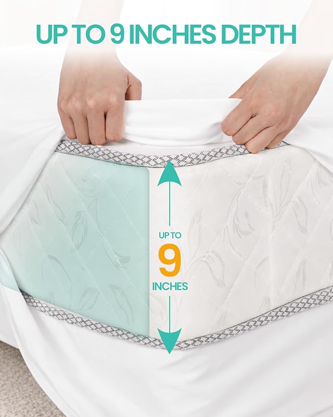 2 Pack Twin XL 39"x80" Waterproof Mattress Cover(9 in. Deep) Protector Zippered Soft Breathable Healthy Encasement Great for Dorms Hotel