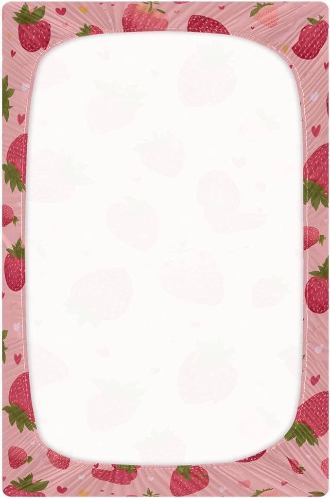 Exotic Fruit Red Strawberry Boys Girls Bassinet Sheets Baby Cribs Sheets Play Sheets Playard Sheet Toddler Stretchy Bed Sheet for Baby Kids Halloween S