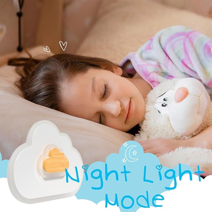 LED Ceiling Light 26W Wood Cloud Cartoon Kids Ceiling Light 15.74in Kids Room Light fixtures Ceiling Mount 3000-6500K with nightlight Ceiling Lamps for bedrooms Girl Boy Nursery Toys Room