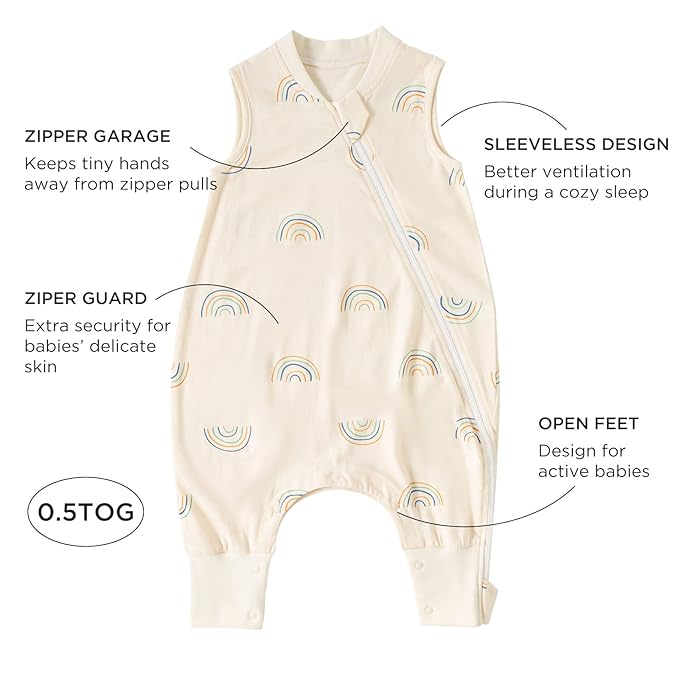 Duomiaomiao 0.5 TOG Toddler Sleep Sack 12-24 Months 100% Cotton Lightweight Baby Sleep Sack with Feet, Breathable Comfy Toddler Wearable Blanket