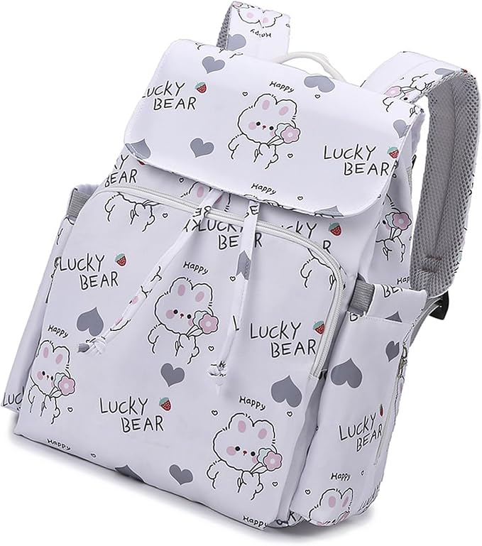 Multi Compartment Diaper Bag with Stylish Print Design Waterproof Oxford Fabric Backpack for Moms Travel Outdoor