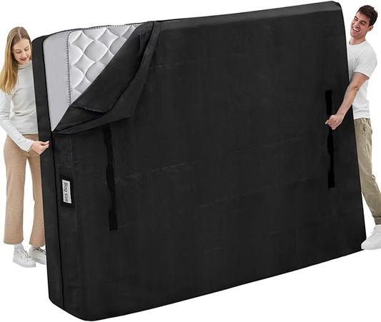 Mattress Bags for Moving and Storage, BETU Waterproof Mattress Protector King Mattress Cover with 8 Heavy Duty Handles and Zipper Extra Thick Moving Supplies for Bed Reusable (82x79x13.5 Black)