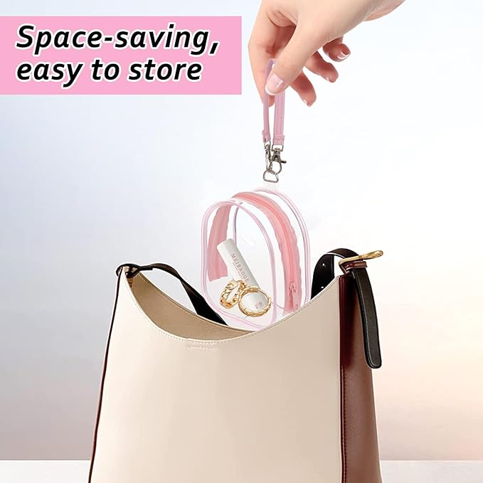 2 Pack Clear Holder Case with Checkered Strap for Pacifier Portable Storage Case for Diaper Bag Essentials Travel PVC Neutral Binky Holder Purse for Baby Boys Girls (Pink,White)