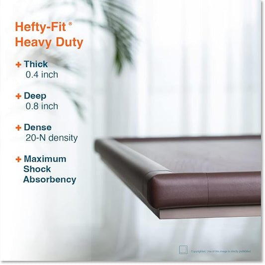 Roving Cove HeftyFit Corner Protector for Baby (16 Large Corners), Heavy-Duty Soft Rubber Foam Furniture Corner Bumper Guards, 3M Adhesive Pre-Taped, Coffee Brown