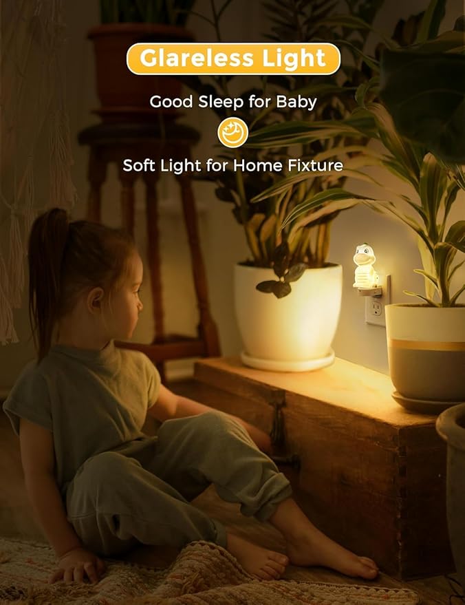 L LOHAS LED Plug in Night Light for Kids, 3D Cute Dinosaur Night Lights with Dusk to Dawn Sensor, RGB+Soft White 3000K Dinosaur Night Light, Christmas Birthday Gift Nightlight for Kids, Room Decor