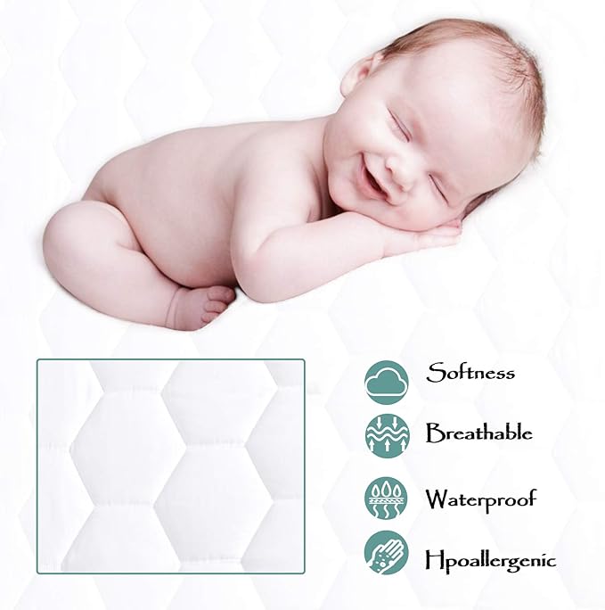 Queen Quilted Waterproof Mattress Pad Cover,Soft Mattress Pad Cover, Waterproof Mattress Protector Stretches up to 16” Deep Pocket-Hollow Alternative Filling-Cooling Mattress Topper