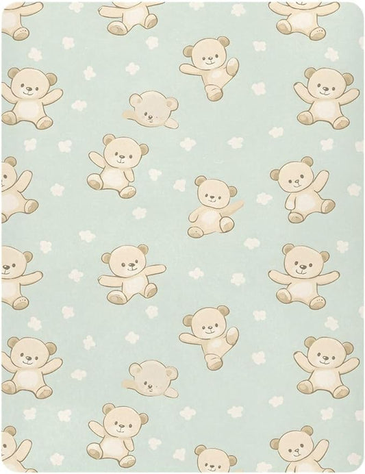 Baby Crib Sheets Fitted Crib Sheet Standard Crib and Toddler Mattress for Boys Girls 39 * 27in Pink Starfish Shell Pattern (Bear White Flower Pattern, Medium)