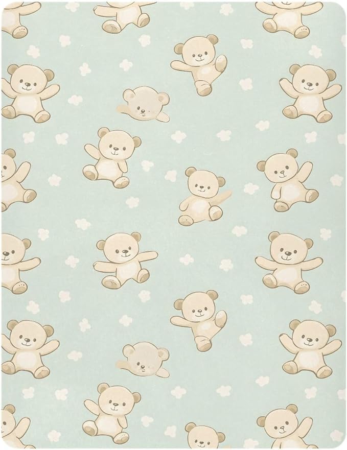 Baby Crib Sheets Fitted Crib Sheet Standard Crib and Toddler Mattress for Boys Girls 39 * 27in Pink Starfish Shell Pattern (Bear White Flower Pattern, Small)