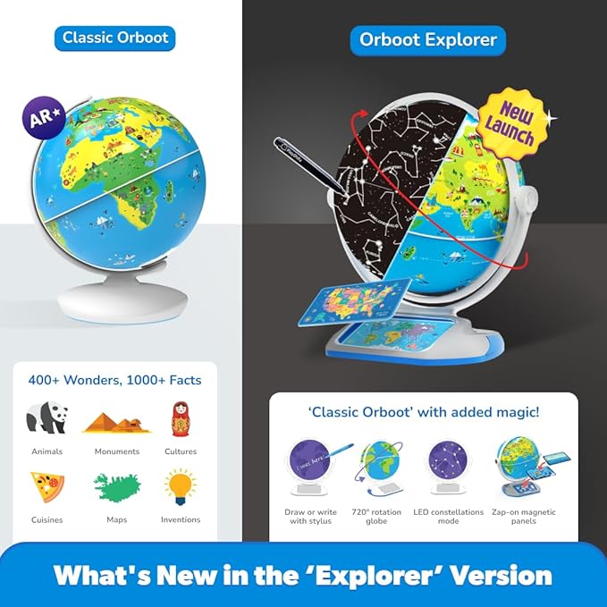 PlayShifu Interactive Globe for Kids – Orboot Earth Explorer: Tech Powered Interactive Globe for Kids | Smart Gift for Ages 4+ | 400+ Wonders, 1000+ Facts | Constellation Mode & Fun Games | Magic Stylus | Educational STEM Toys for the future scientists