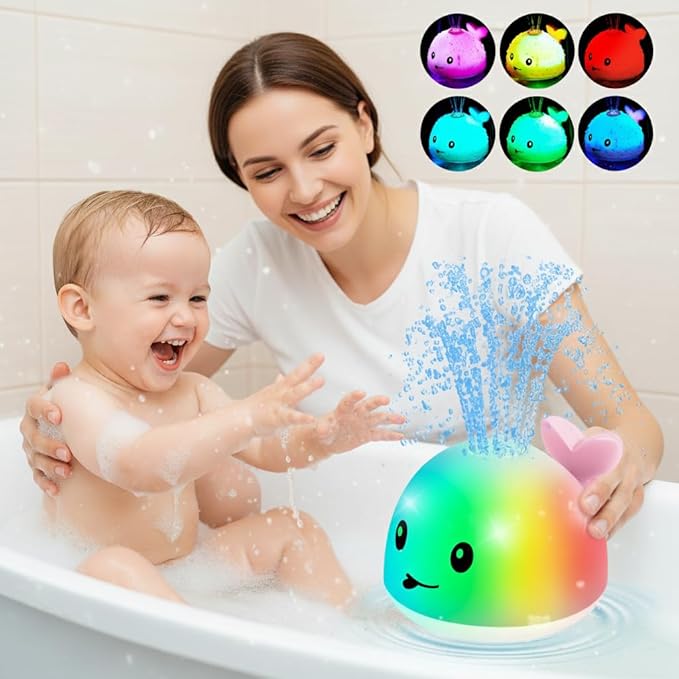 Gigilli Baby Girl Whale Bath Toy, Easy Charging Bath Toys for Kids Ages 1-3 Light Up Bath Fountain Toy 6-12-18 Months Toddler Bath Toy Sprinkler Baby Christmas Stocking Stuffers Birthday Gifts