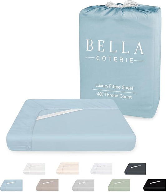 Bella Coterie Luxury Bamboo Viscose California King Size Fitted Sheet | 100% Organically Grown | Ultra Soft | Cooling for Hot Sleepers | 18" Deep Pocket [Coastal Blue]