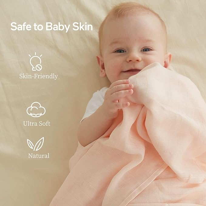 Momcozy Muslin Swaddle Blankets, 4 Pack Soft and Breathable Skin-Friendly Large 47 X 47 Inches Neutral Matching Baby Swaddling Receiving Blankets for Newborn Girls and Boys