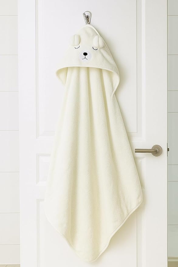 My Tiny Nugget Hooded Baby Bath Towel Set (2-Pack) – Soft & Absorbent | Blue & White | Cute Animal Hood | Plush Bath Wraps for Newborns Infant & Toddlers | Baby Registry Gift Bundle (Blue + White Set)