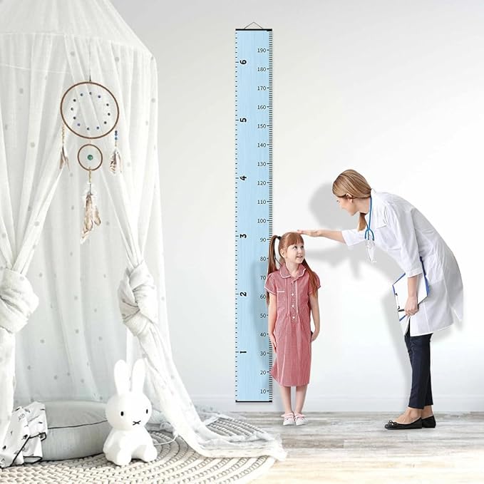Nustila Growth Chart for Kids Measuring Height Chart and Kids Decor Meaningful Memories Through Kid Measurement Blue Growth Chart Ruler Wall Decor for Playroom Bedroom 79 in X 7.9 in