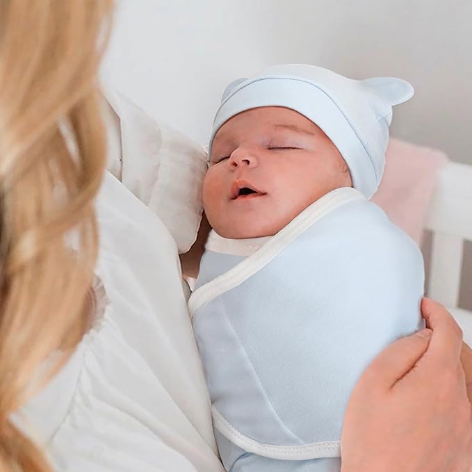 DRESHOW BQUBO 3 Pack Baby Swaddle Sleep Sacks Baby Swaddling Blanket Wrap Newborn Swaddle Sack with Bear Ears Hat for Boys Girls 6-12 Lbs Newborns & 0-3 Months Girls Boys