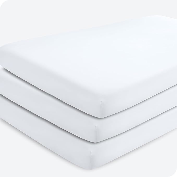 Bare Home 3-Pack Fitted Crib Sheet - Premium 1800 Ultra-Soft Microfiber - Breathable - Baby Sheet - for Boys & Girls - Fits Standard Crib and Toddler Mattresses (White)