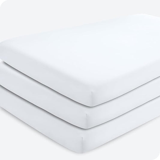 Bare Home 3-Pack Fitted Crib Sheet - Premium 1800 Ultra-Soft Microfiber - Breathable - Baby Sheet - for Boys & Girls - Fits Standard Crib and Toddler Mattresses (White)