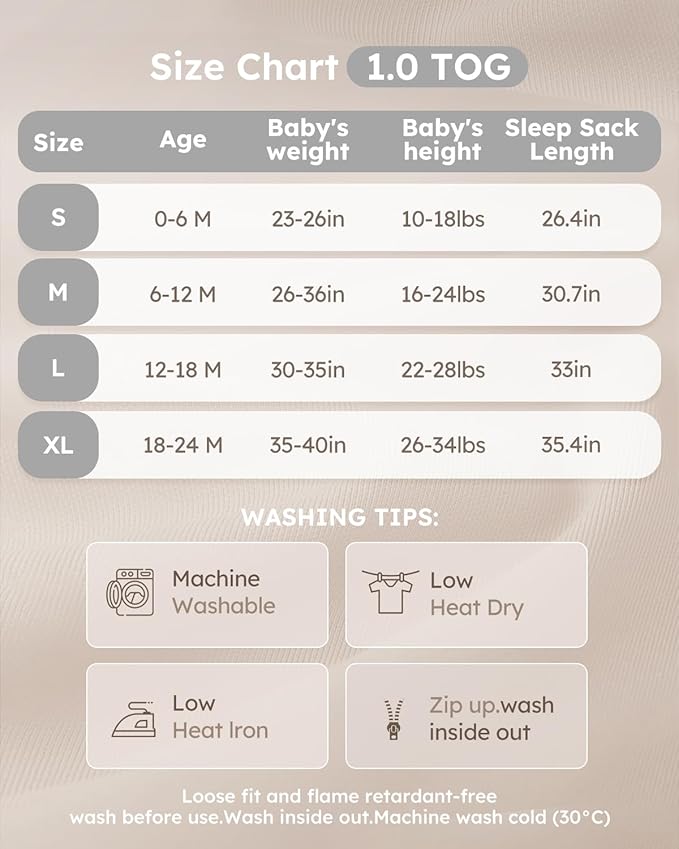 Yoofoss Rayon Made from Bamboo Baby Sleep Sack 18-24 Months 1.0 Tog Baby Wearable Blanket, Super Soft Infant Toddler Sleeping Sack 2-Way Zipper