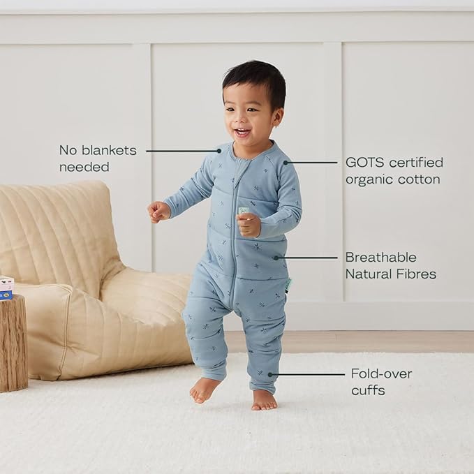 ergoPouch Sleep Onesie 3.5 TOG – Warm Baby Romper & Sleep Layer with Full-Zip, Guarding Against Blankets, Breathable & Movement-Friendly, Ideal for Transitional Sleeping (6-12 Months, Dragonflies)