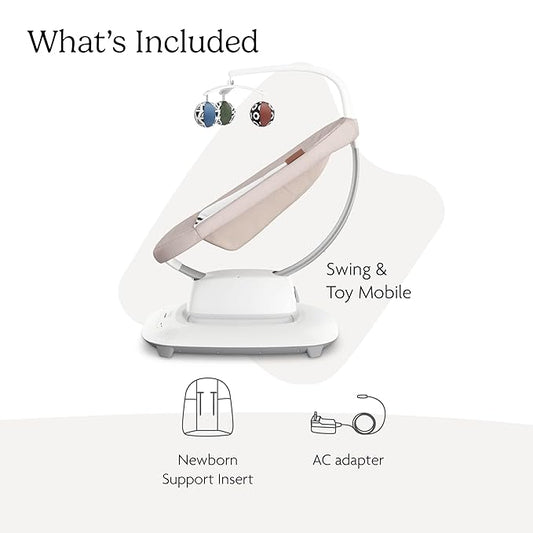 UPPAbaby Mamaroo Smart Swing – Customizable Soothing Modes with MotionSync Technology – Infant Recline + Bluetooth Enabled – Included Newborn Insert – Charlie (Sand Mélange)