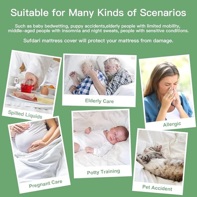 Sufdari Waterproof Mattress Protector Full Size, Noiseless Mattress Cover with 18" Deep Pocket, Bed Bug Proof and Waterproof Fitted Sheets, Machine Washable Mattress Protectors Dark Gray