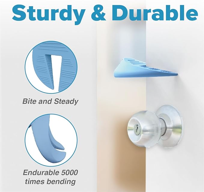 Neobay Door Pinch Guard and Door Slam Stopper, Durable Silicone Door Finger Pinch Guard, Prevents Finger Pinch Injuries, Slamming on Even Heavy Doors Doors, Door Safety for Kids, 2 Pcs Blue Upgraded.